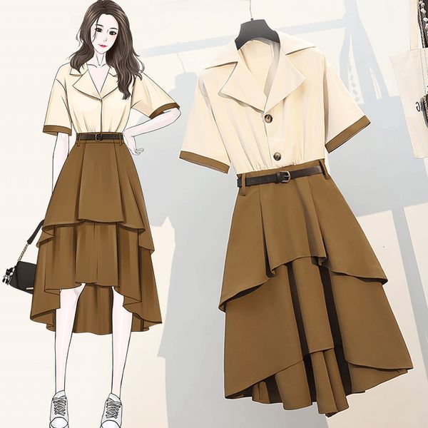 

casual dresses dressed in women's frills, plus size, office, patchwork, summer, short sleeve, wedged, neck v, chiffon's, long dres, Black;gray