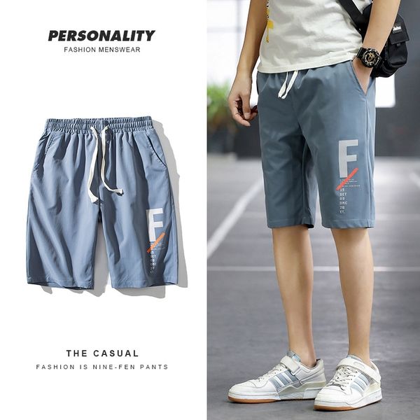 

2021 summer new casual shorts fashion 5-point beach pants men's youth work shorts, White;black