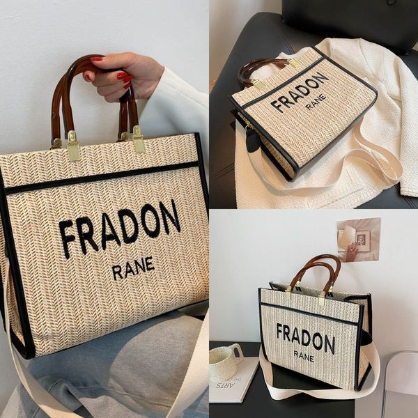 

style woven portable women's bag new straw wide shoulder belt sling shoulder messenger fashion shopping for handbags