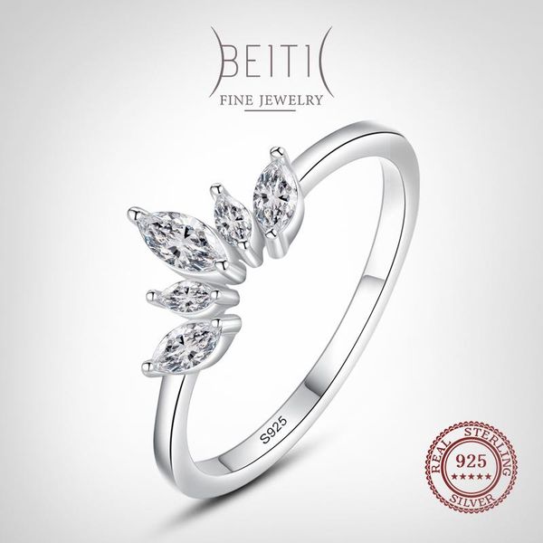 

cluster rings beitil genuine 925 sterling silver crown shape clear zircon finger for women party fashion jewelry gift, Golden;silver