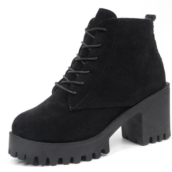 

boots high heels lace up ankle for women shoes black platform boot botines mujer 2021 winter size 35-40