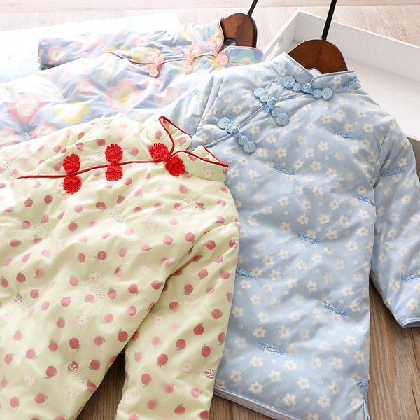 

kids girls cheongsam down jacket winter 20201, Red;yellow