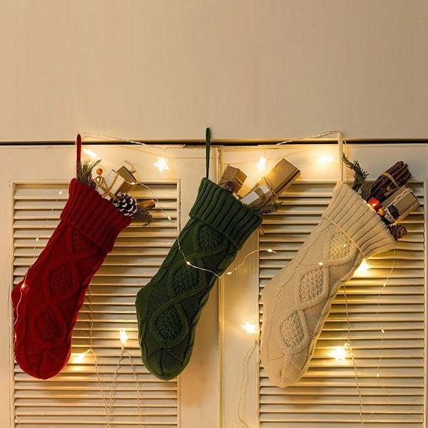 

christmas decorations knitted socks gift bag for decoration fireplace