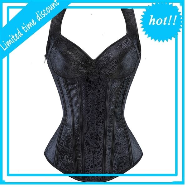 

wholesale steampunk womens vest gothic overbust corset pu leather lace up zipper side corsets and bustiers, Black;white