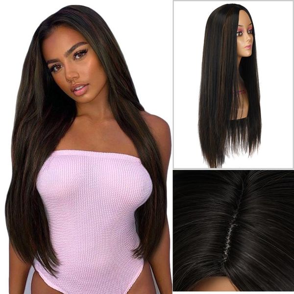 

synthetic wigs highlight for women cosplay wig long straight lolita afro ombre color middle part daily party, Black