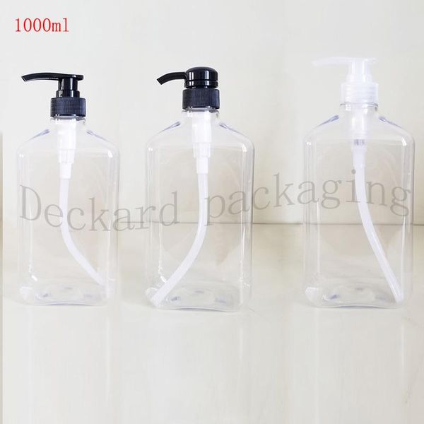 

5pcs/lot 1000ml cosmetic bottles heathy pet sample pump dispenser cream,pet bottle shampoo,detergent clear container capacity