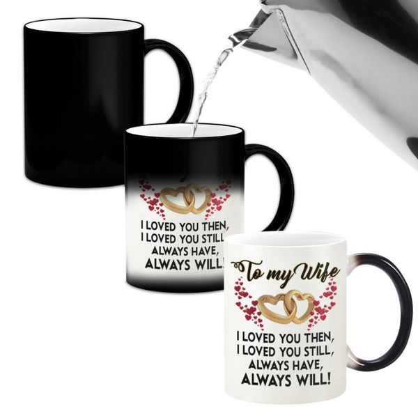 

mugs valentine's day color changing mug ceramic thermal magic coffee cup water gift cute couple mugs#0
