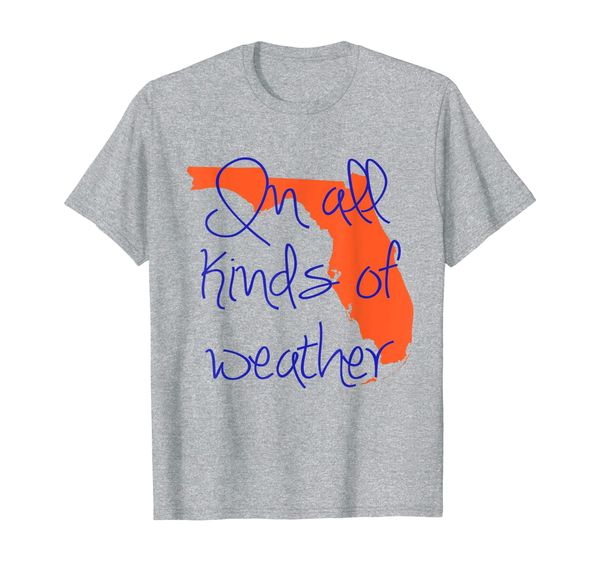 

orange blue florida "in all kinds of weather" t-shirt, White;black