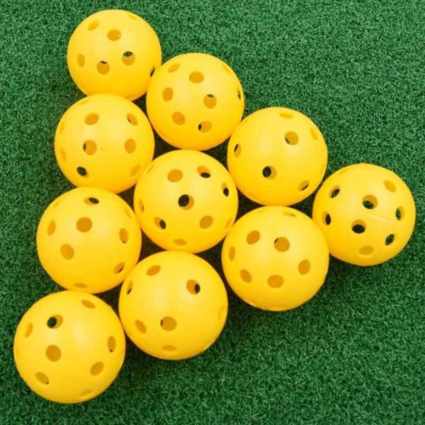 

golf balls 20pcs 41mm training plastic airflow hollow with hole outdoor practice accessories 4 color