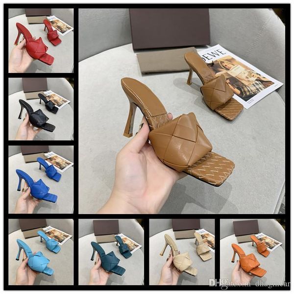 

summer woman leather chunky heel beach slippers classical weaving handmade slippers femal slip on open toe slippers party sandals, Black