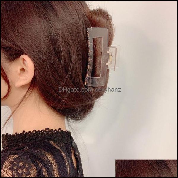 

clamps hair jewelry yamog pc plastic large square women hollow bath scrunchies claw clip korean female ponytail geometric hairpins head aess, Slivery;golden