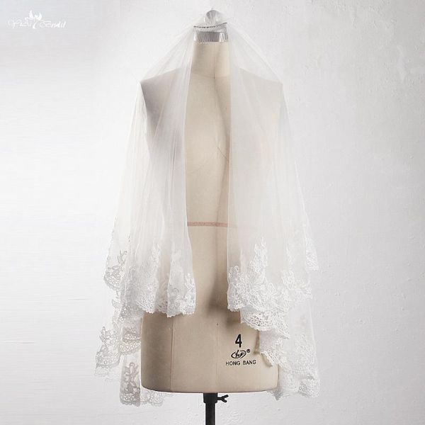 

bridal veils lzp502 yiai accessories real short wedding veil simple ivory lace two layer tulle bride veu de noiva, Black