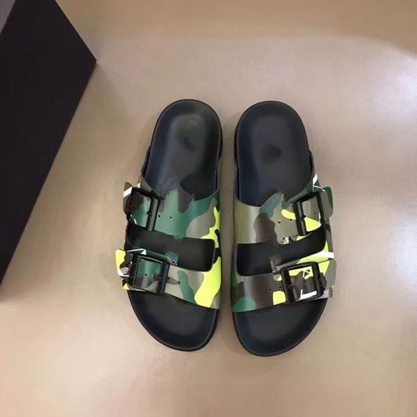 

2021 luxury designers slippers men flip flops sandals genuine leather slides summer fashion flat sandal 38~45 size mjke0002, Black