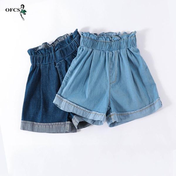 

shorts selling retail girls cotton denim jeans basic pants 2-12years old children thin soft trousers kids casual clothes, Black