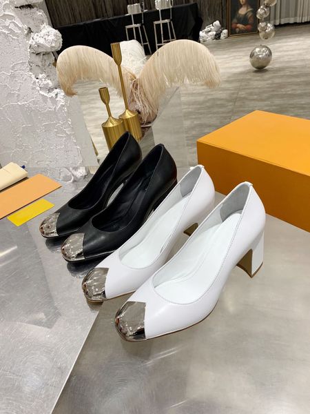 

designer's womens shoes new high heel thick heel fashion round head woven womens shoes leather iron head womens shoes, Black