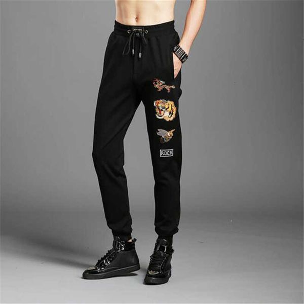 

men's pants pant men cotton male trousers tiger style sweat e575, Black