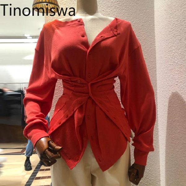 

women's t-shirt tinomiswa korean style t shirt women slim waist buttons long sleeve casual fashionable female 2021 tshirts camisetas, White