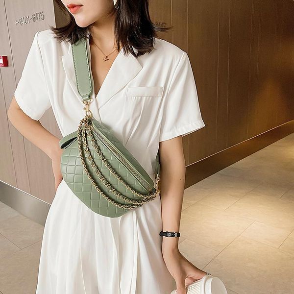 

evening bags lingge women's shoulder bag luxury chest designer chain crossbody brand pu leather waist casual handbag female purse