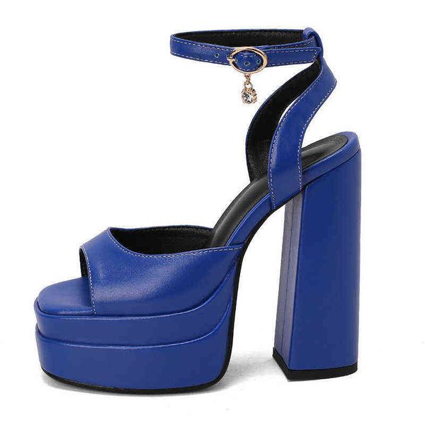 

sandals new brand women summer shoes thick high heels platform yellow pink blue dress purple party wedding pumps 220310, Black