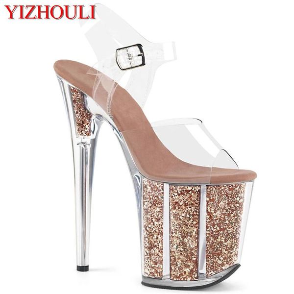 

dress shoes stage model training shoes, through bright khaki 20cm stilettos, banquet performance nightclub high-heeled sandals, Black