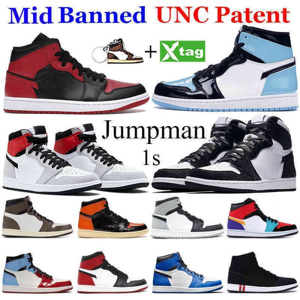 

new mid banned 1 basketball shoes 1s jumpman high dark mocha black metallic gold unc light smoke grey chicago royal toe sport sneaker