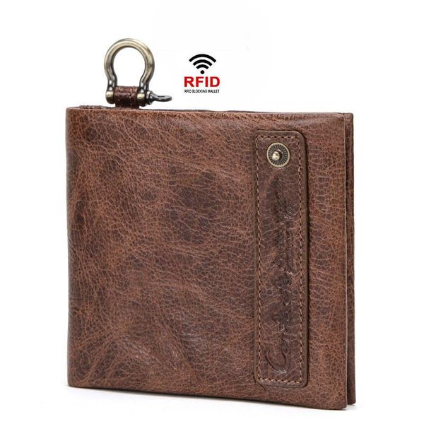 

wallets 2021 genuine leather rfid guard against theft brush man more function two fracture male package and purses, Red;black