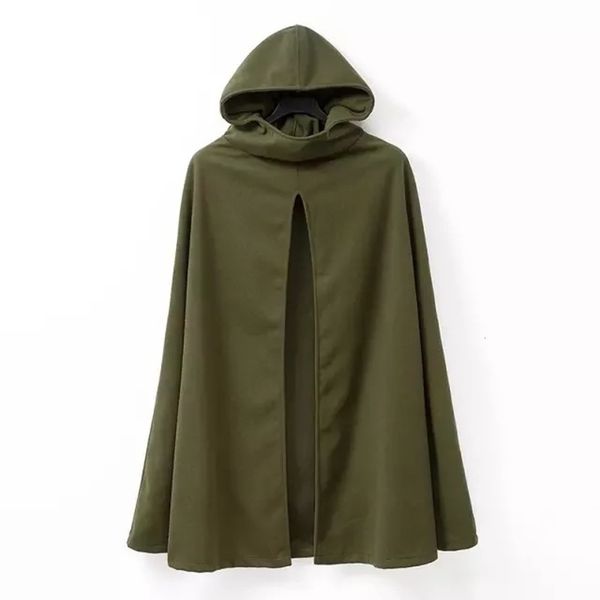 

designer new pullover fashion wind long sleeve 2020 solid autumn wool hooded cloak coat versatile blouse e, Black