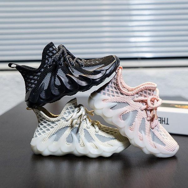 

athletic & outdoor for girl's breathable mesh sports 2021 boy's baby daddy summer kids shoe super flats shoes sneaker children, Black