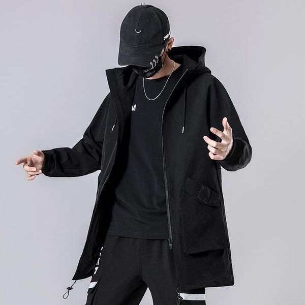 

men's jackets 2021 jacket for men style clothing techwear hoodies windbreaker clothes oversized long sleeve korea fashion man coat, Black;brown