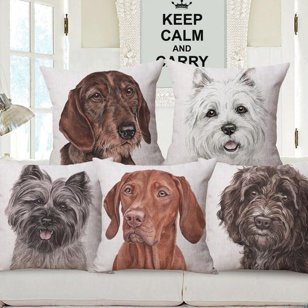 

cushion/decorative pillow hand painting dogs portraits cushion covers wire haired dachshund west highland terrier cairn pug dog case