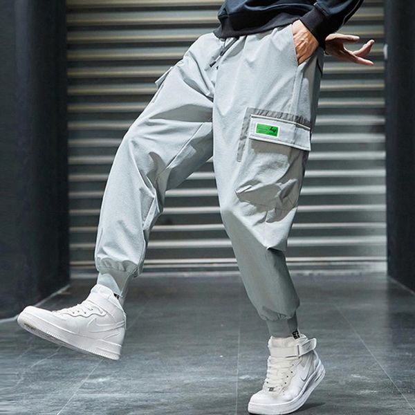 

men's pants hip hop joggers men harem man sweatpants casual ankle-length trousers, Black