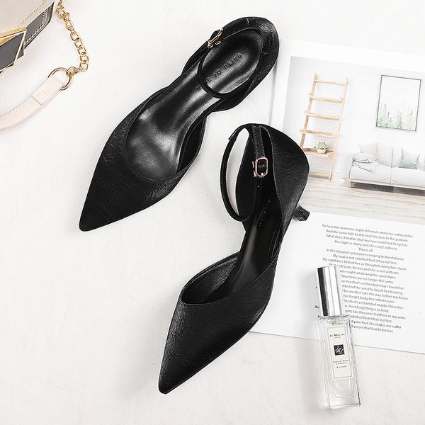 

2021 fashion spring two-piece woman thin high shoes1, Black