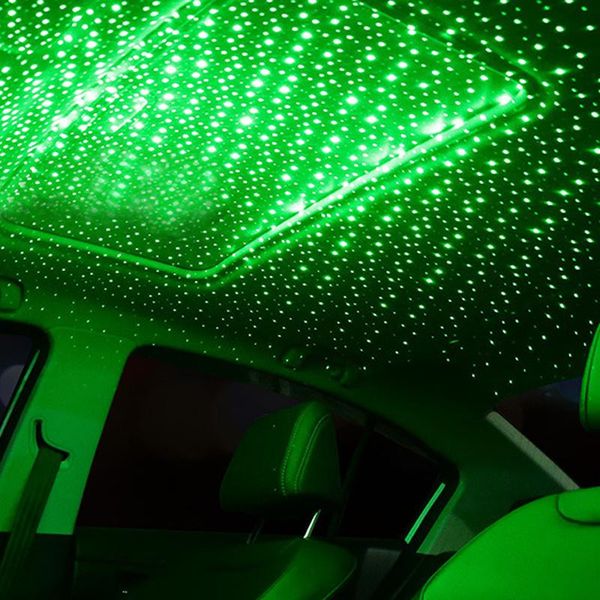 

interior&external lights mini usb green led car interior atmosphere light automobile roof room star sky galaxy projector decoration accessor
