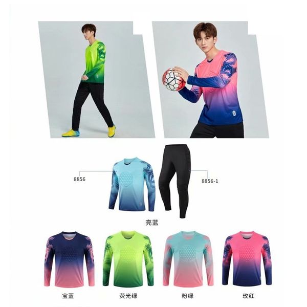 

football goalkeeper's suit male long sleeve goalkeeper's suit 8856 football training suit longmen shirt, Gray