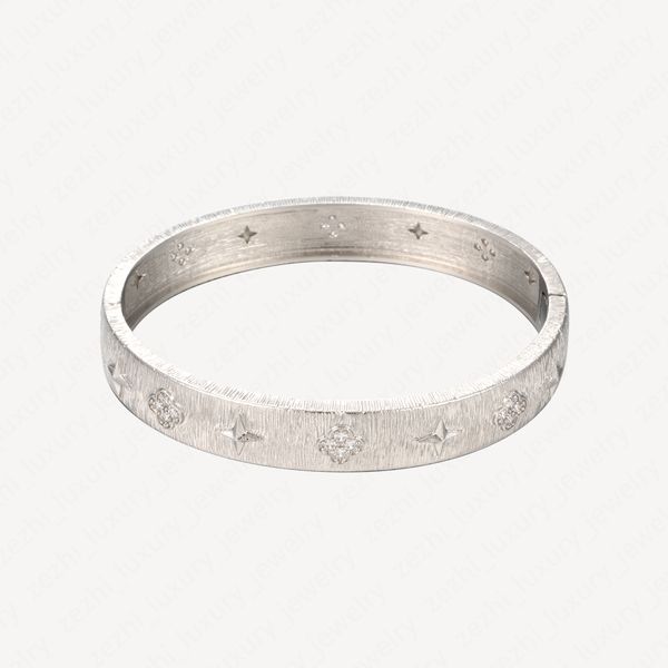 

2 colors classic fashion flower charm bracelet 18k white gold plated bracelets brand bangle hand jewelry men and women accessories with jewe, Golden;silver