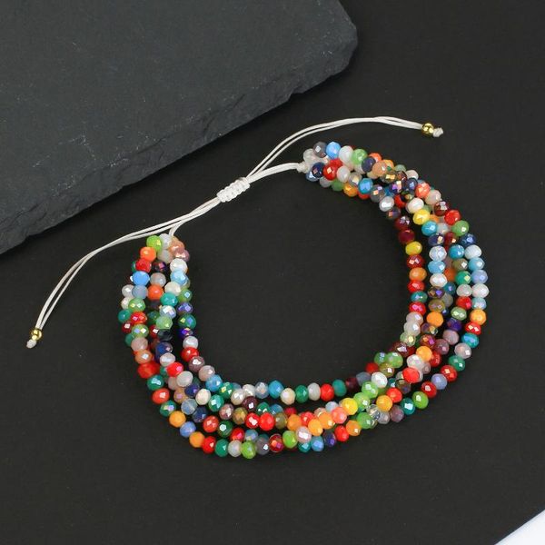 

charm bracelets c.quanchi fall colorful crystal beaded bracelet 2021 fashion handmade 5-strands beads woven for women jewelry, Golden;silver