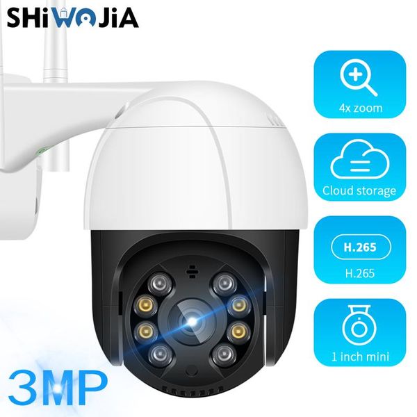 

cameras shiwojia 3mp hd ptz wifi ip camera outdoor security 4x digital zoom auto tracking wireless h.265 onvif cctv