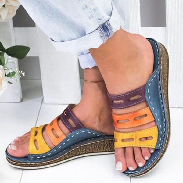 

women shoes three color fashion sandals woman beach wedge ladies sandals slip on thick bottom female shoes zapatillas hombre, Black