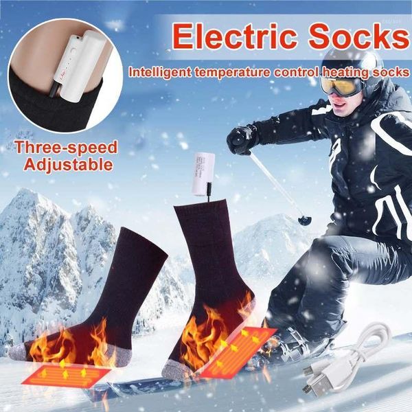 

comfortable women men far infrared heating heated socks for outdoor skiing cycling adjustable temperature sport heated socks1, Black
