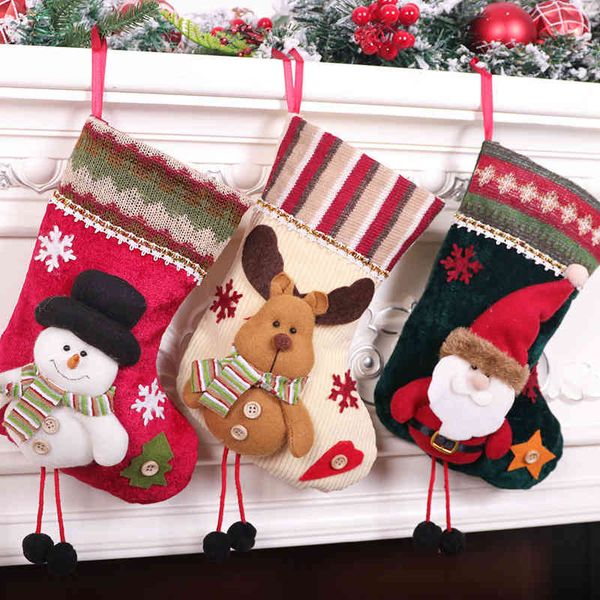 

christmas straight candy gift socks pendant decorations elk snowman santa claus decorative