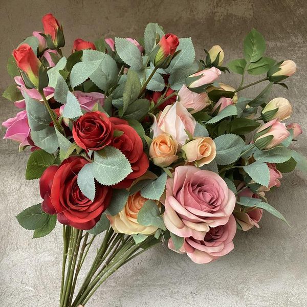 

decorative flowers & wreaths purple artificial branch silk rose wedding decoration diy flower arrangement christmas fall for home