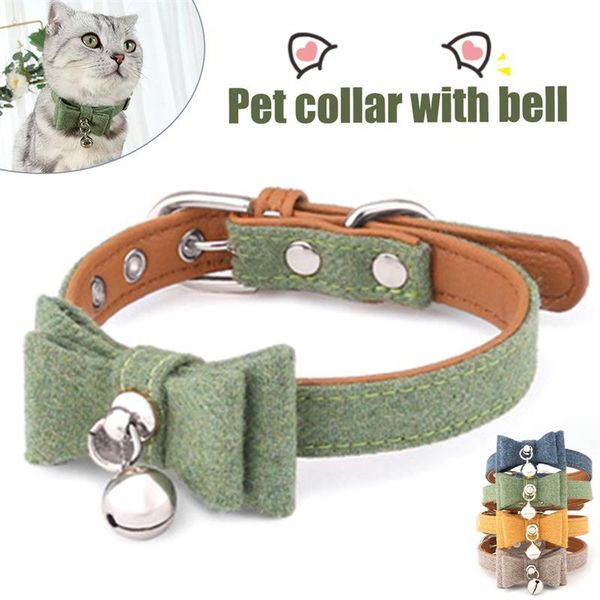 

cat collars & leads bowknot collar with bell adjustable neck circumference felt cloth bow tie small puppy dog for kitten