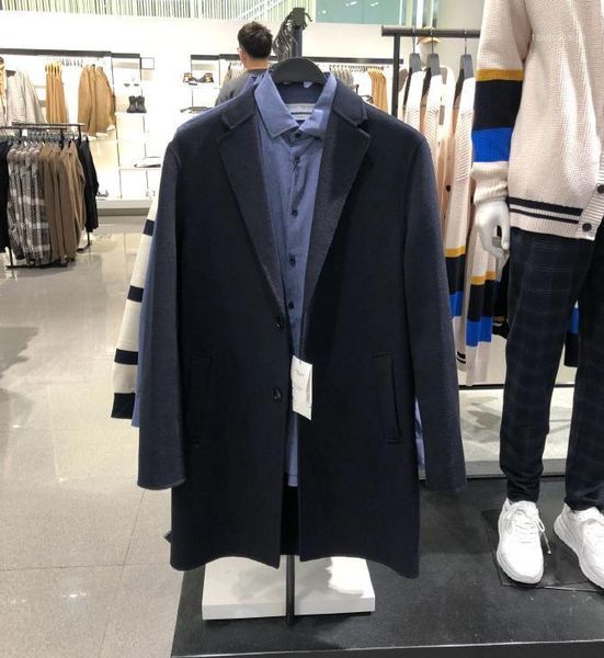 

men's wool & blends 2021 winter in the long overcoats, Black