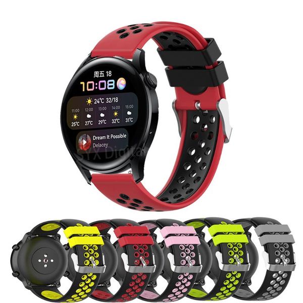 

watch bands for huawei 3 band gt 2 pro gt2 46mm sports silicone strap watchband/ honor magic replace wristband 22mm bracelet, Black;brown