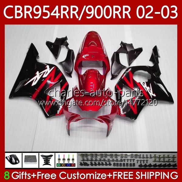 Kit de corpo para Honda CBR954-RR CBR900RR 2002-2003 Bodywork 61No.131 CBR954RR CBR954 CBR900 CBR 900 954 RR CC 900CC 2002 2003 CBR 954RR 900RR Pearl Red 02 03 Feedings