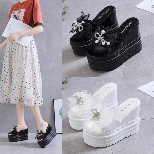 

sandals women's 12cm summer fashion korean versatile thick sole outdoor slope heel shoes, Black