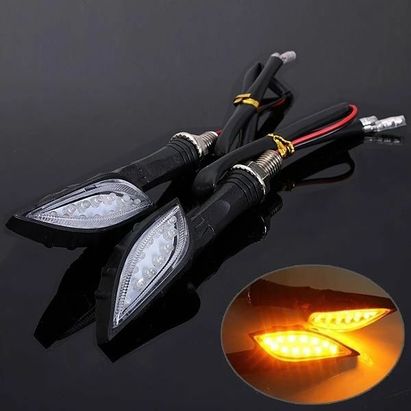 

universal motorcycle amber indicator led turn signal light - black