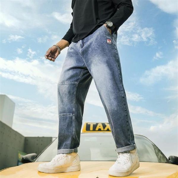 

men's jeans 2021 large autumn trend pants slacks plus fat and wide-leg personality contracted fashion casual, Blue