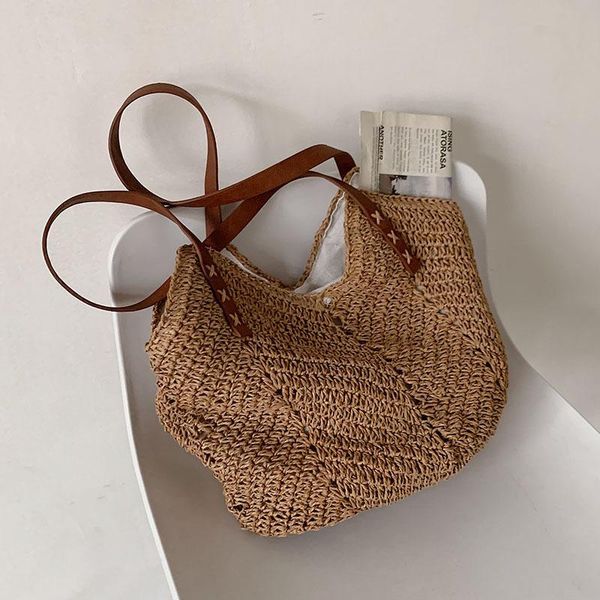 

evening bags hand-woven straw women's shoulder handbag bohemian 2021 fashion summer beach tote female bag travel large capacity shopper