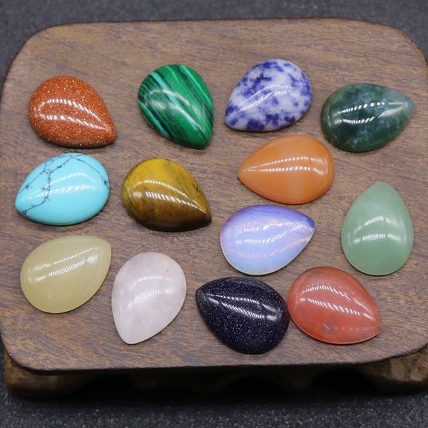 

15 20mm flat back assorted loose stone teardrop cab cabochons beads for jewelry making waterdrop healing crystal mki wholesale, Black